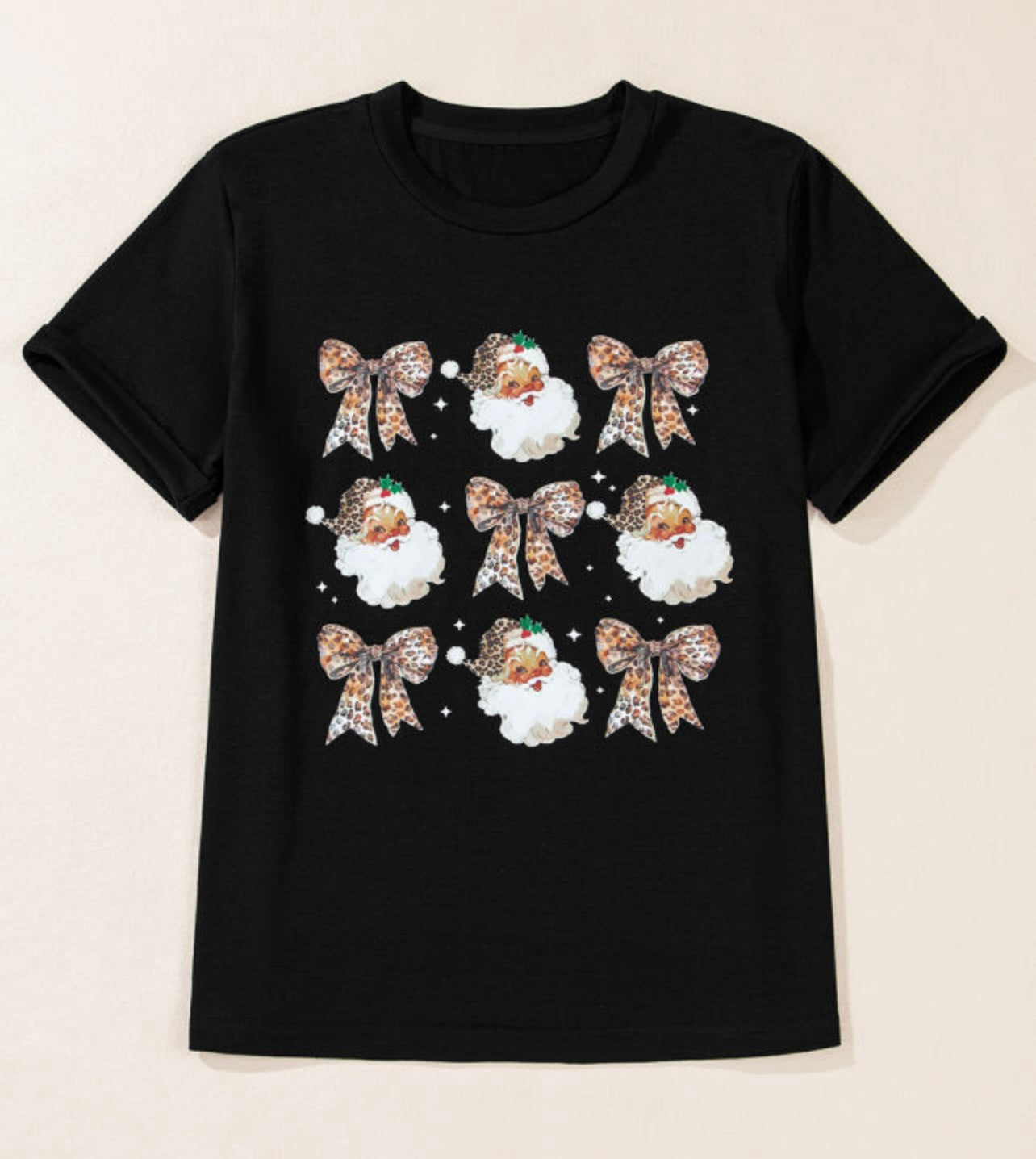 Cheetah Print Santa & Bows T-Shirt