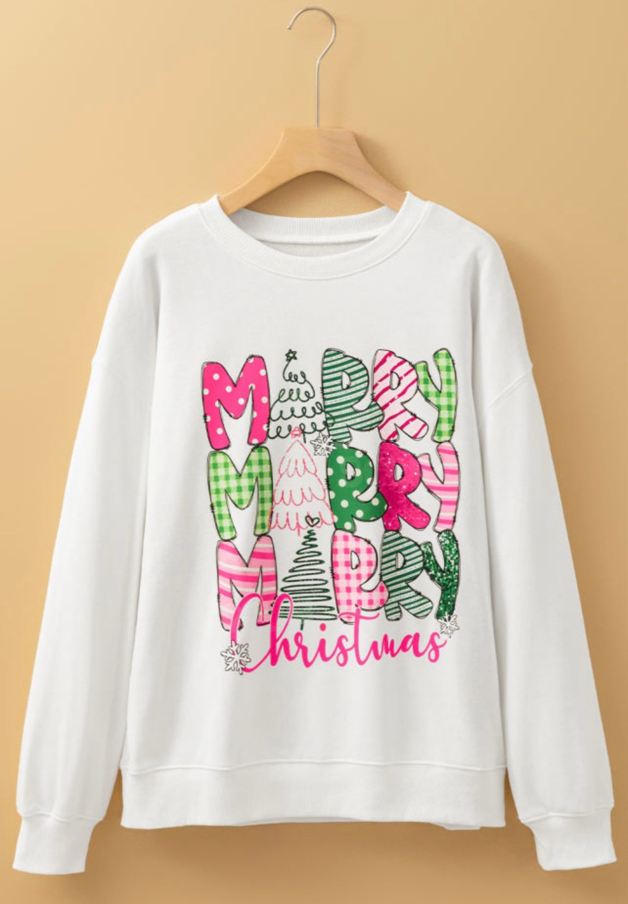 Pink & Green Merry Christmas Sweatshirt