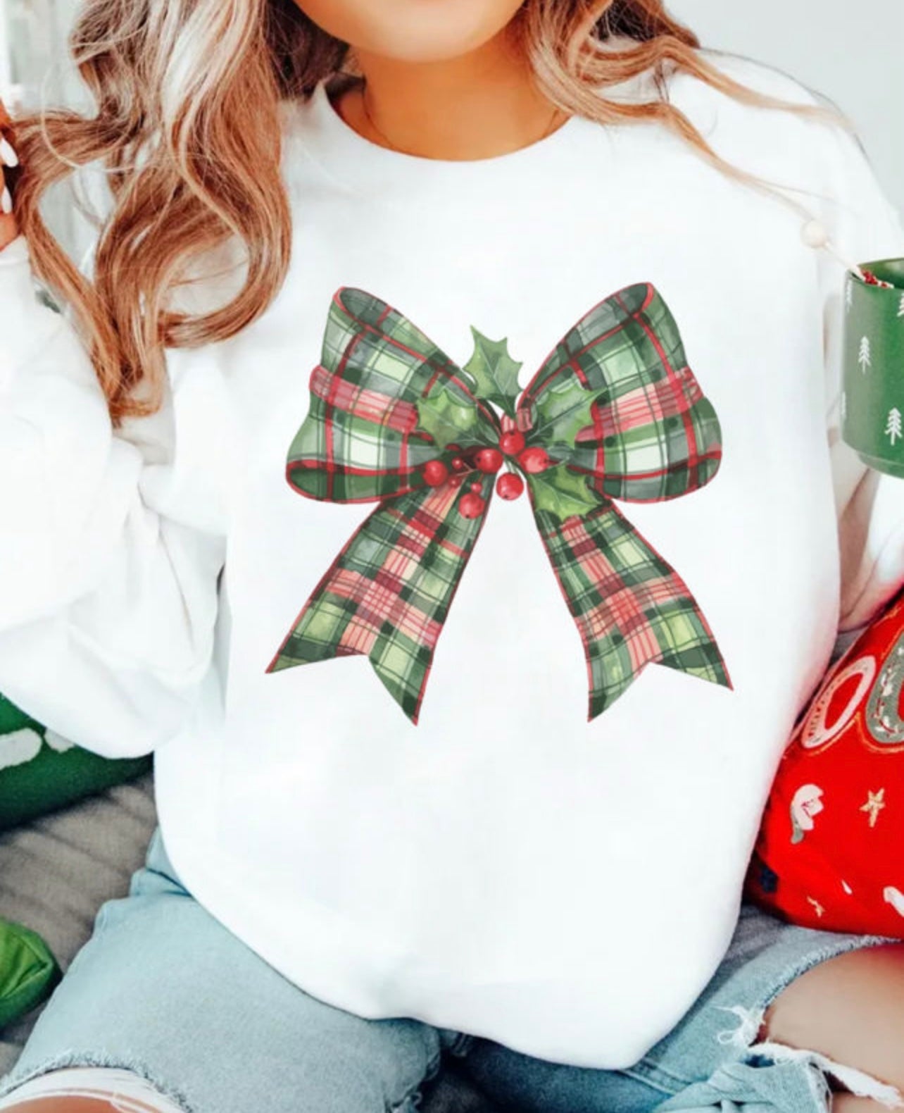 Plaid Bow Sweatshirt