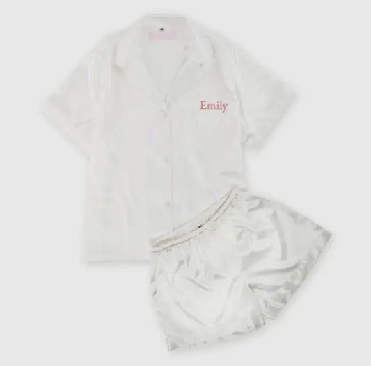 White Satin Pajama Set
